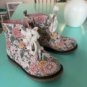 Cat & Jack Floral Kids Boots with Pink and Yellow